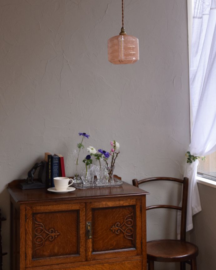 ペンダントライト　照明・ライティング　マーブル模様のアンティークペンダントライト（コード・シャンデリア電球・ギャラリーなし）。。(k-1916-z)