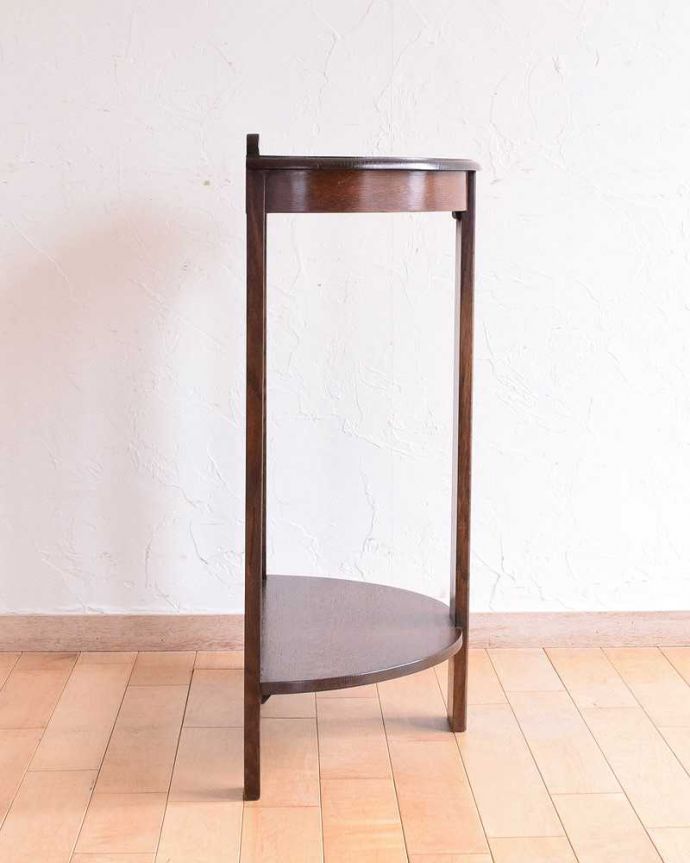 アンティークのテーブル アンティーク家具 イギリス輸入のアンティーク家具、半月型のコンソールテーブル。グルっと180度。(k-1968-f)