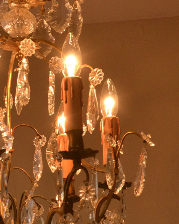 修復後のアンティークシャンデリア