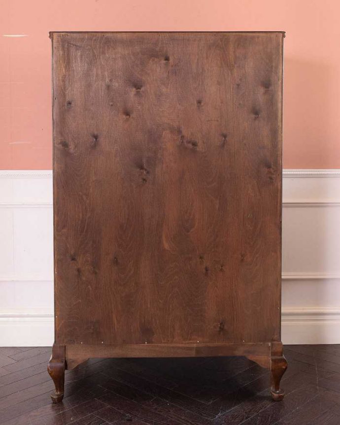 アンティークのキャビネット　アンティーク家具　英国アンティーク家具、上品なマホガニー材のカップボードチェスト（食器棚）。後ろ姿も見てください。(k-1997-f)