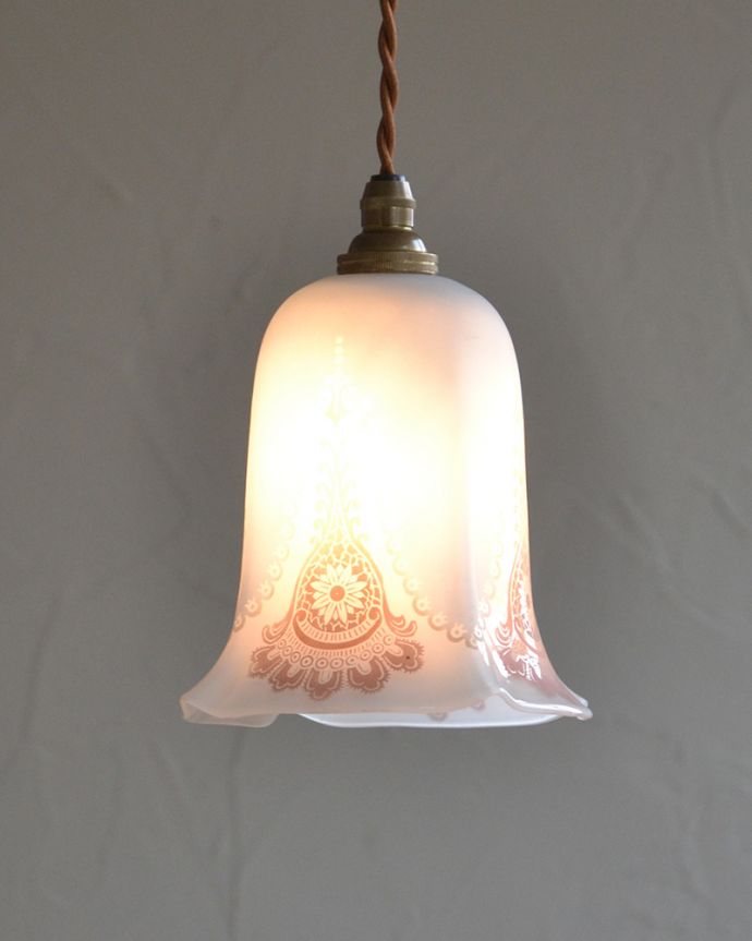 ペンダントライト　照明・ライティング　パステルカラーが可愛いアンティークペンダントライト（コード・シャンデリア電球・ギャラリーなし）。。(k-2032-z)
