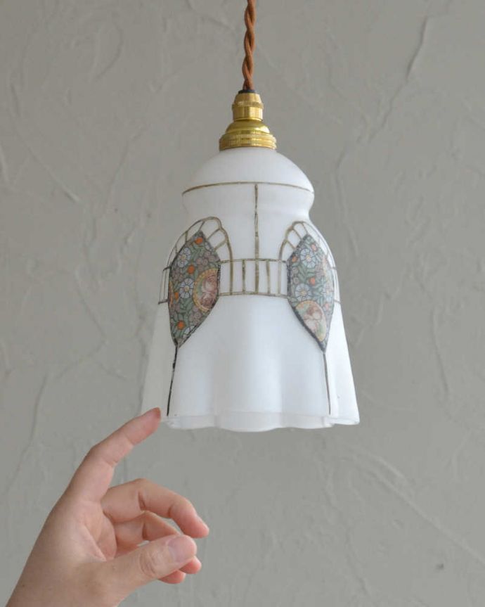 ペンダントライト　照明・ライティング　和室にも合う装飾、アンティークペンダントライト（コード・シャンデリア電球・ギャラリーなし）。。(k-2173-z)