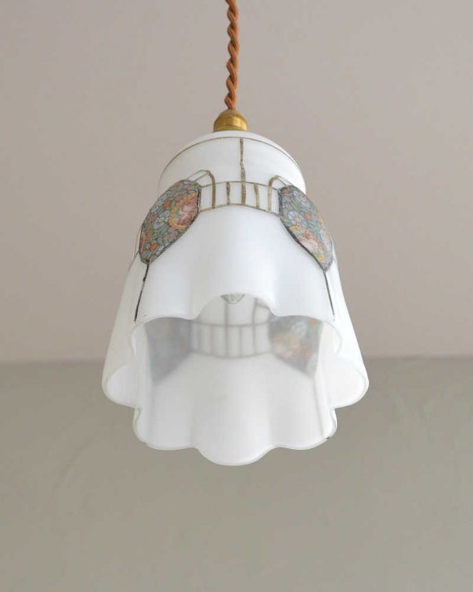 ペンダントライト　照明・ライティング　和室にも合う装飾、アンティークペンダントライト（コード・シャンデリア電球・ギャラリーなし）。。(k-2173-z)