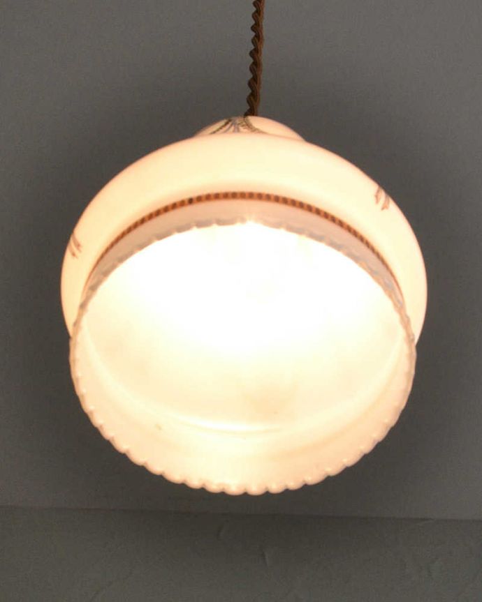 ペンダントライト　照明・ライティング　花かごが素敵なアンティークペンダントライト（コード・シャンデリア電球・ギャラリーなし）。。(k-2174-z)