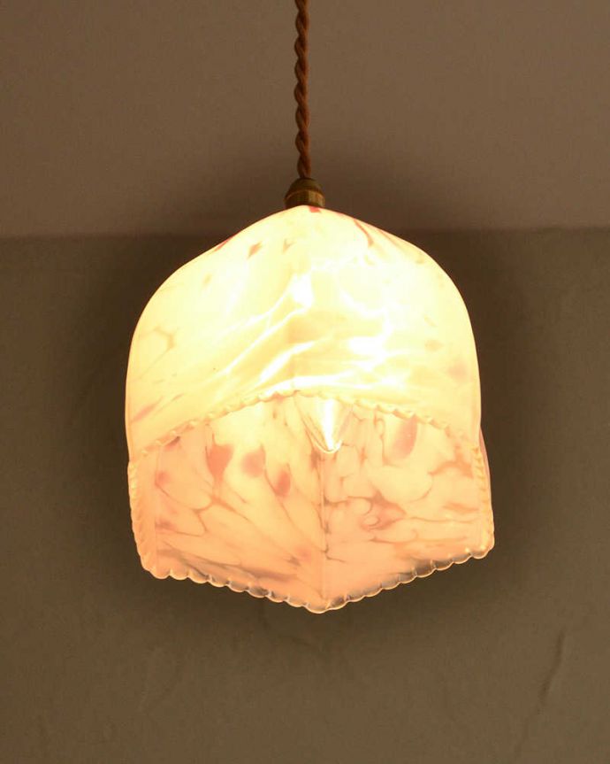 ペンダントライト　照明・ライティング　水の中のようなマーブル、アンティークシェードペンダントライト（コード・シャンデリア電球・ギャラリーなし）。。(k-2216-z)