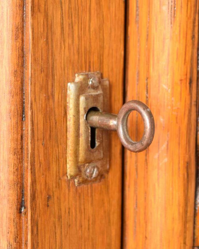 アンティークのキャビネット　アンティーク家具　イギリスアンティークの収納家具、お花の彫刻入りのブックケース（キャビネット）。小さなパーツにもこだわり現代とは違って良質な素材が使われているのが分かります。(k-2319-f)