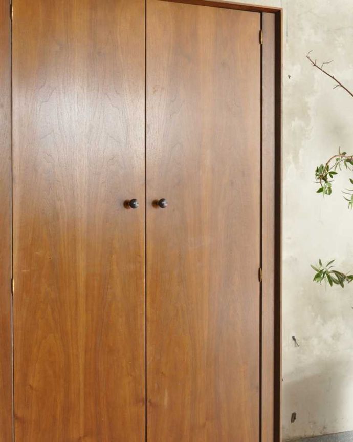 G-PLAN(Gプラン)　アンティーク家具　G-PLANから初登場！とってもめずらしいヴィンテージのワードローブ（２枚扉）。アンティークらしい木目が魅力シンプルなデザインだからこそ木目の美しさが際立ちます。(k-2405-f)