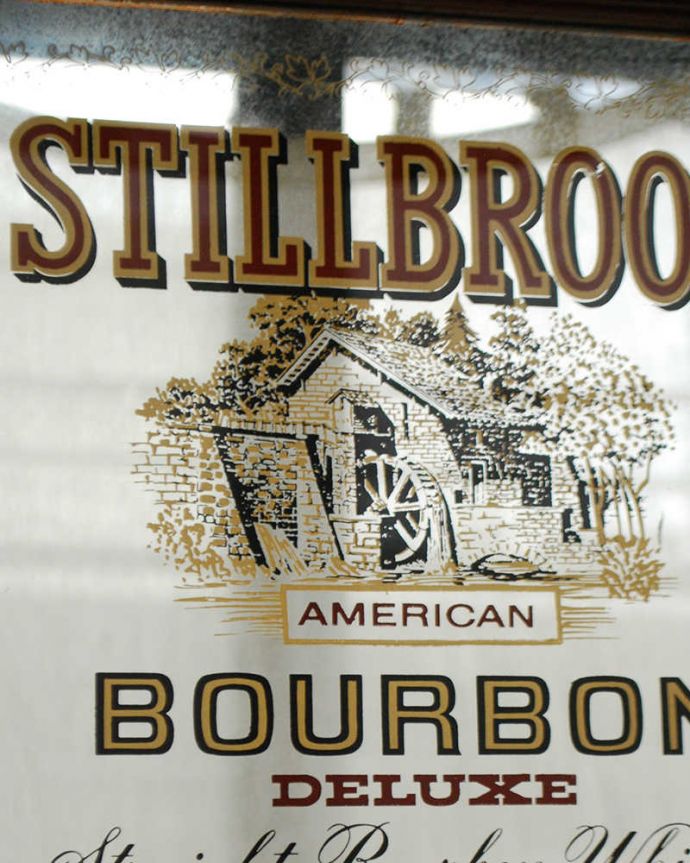 アンティーク ミラー（鏡）　アンティーク雑貨　イギリスアンティーク雑貨、STILLBROOK（スティルブルック）のパブミラー。掛けた瞬間、お部屋の中は英国パブ気分もともと広告として作られたミラー。(k-2503-z)