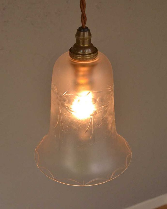 照明・ライティング お花の模様が浮かびあがるアンティークシェードペンダントライト(コード・シャンデリア電球・ギャラリーなし)。。(k-2545-z)