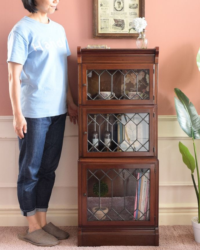 アンティーク家具 スマートな英国アンティーク家具、シンプルデザインのスタッキングブックケース。積み上げる本棚、スタッキングブックケースもともと事務機器として造られた家具。(k-2558-f)