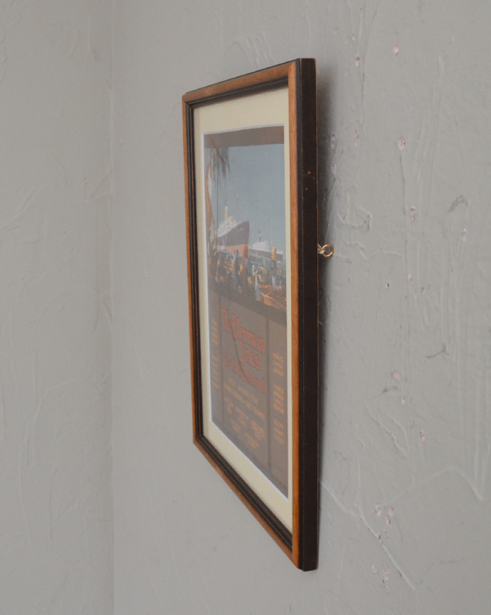 アンティーク その他の雑貨 アンティーク雑貨 壁の彩るオシャレなインテリア、アンティークのアートフレーム(Ellerman Lines)。横から見ると…こんな感じです。(k-2613-z)