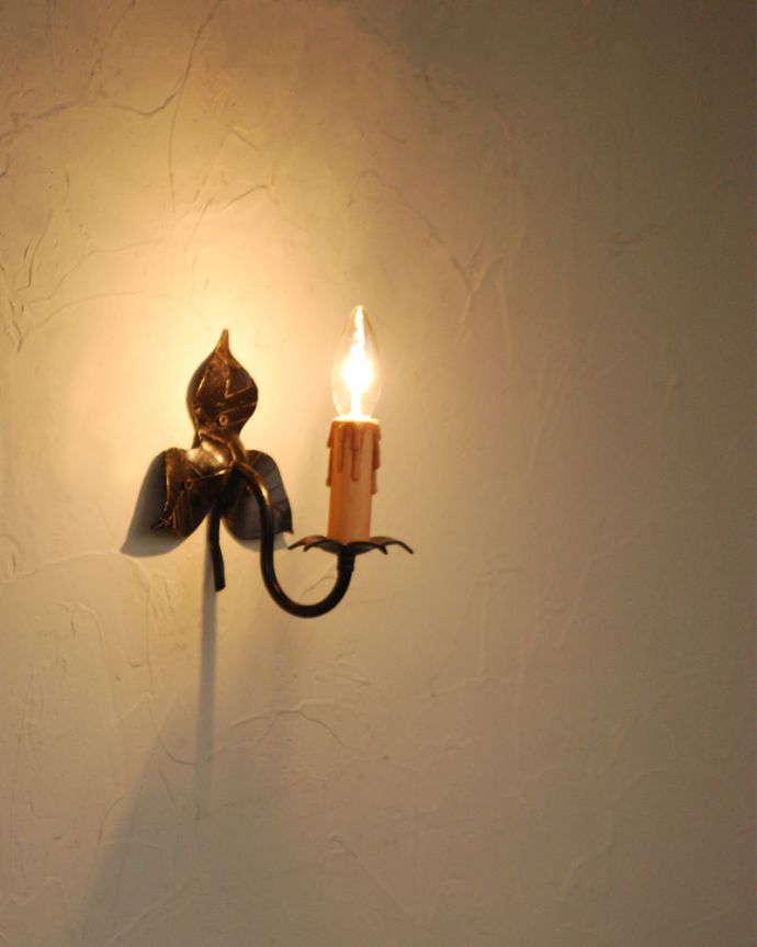 壁付けブラケット　照明・ライティング　葉っぱのモチーフでお部屋を壁から照らしてくれるアンティーク のウォールランプ。夜のお部屋をドラマティックに･･･壁を照らすとお部屋がなんだかステキに見えてきます。(k-2654-z)