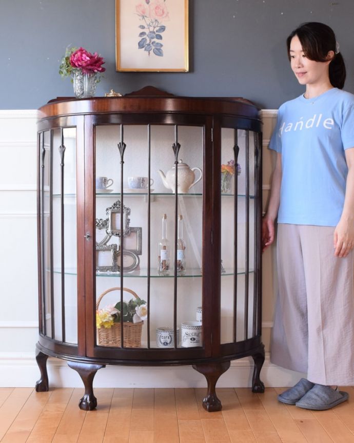 英国アンティークのガラスショーケース