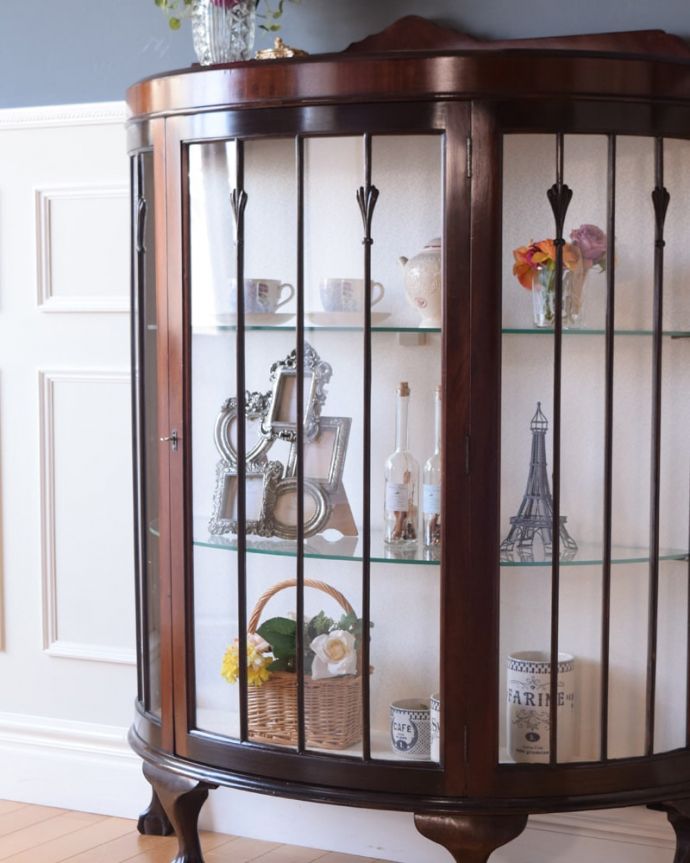 アンティークガラスショーケースの扉