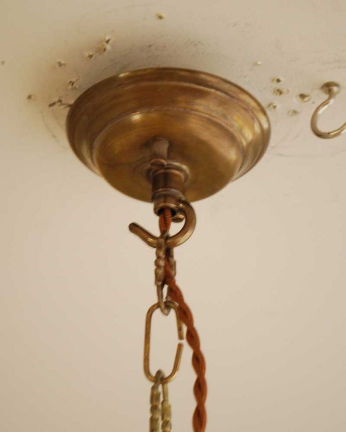 シャンデリア　照明・ライティング　ガラスパーツ×真鍮製シャンデリア３灯タイプ（E17シャンデリア球付）。。(k-2760-z)