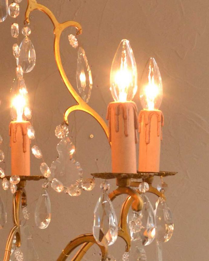 修復後のアンティークシャンデリア