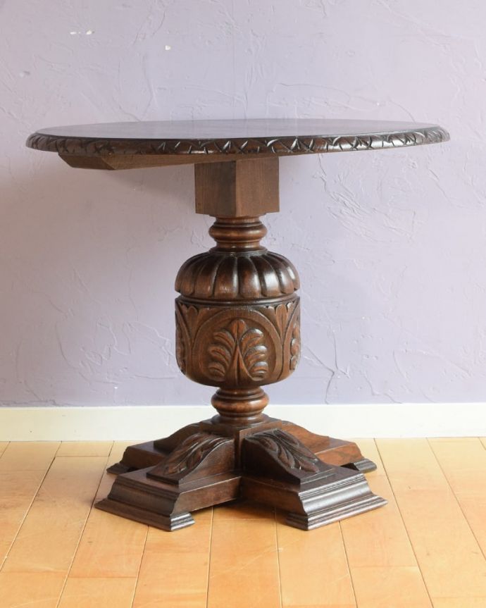 アンティークのテーブル　アンティーク家具　アンティーク コーヒーテーブル　クルッと回転。(k-2795-f)