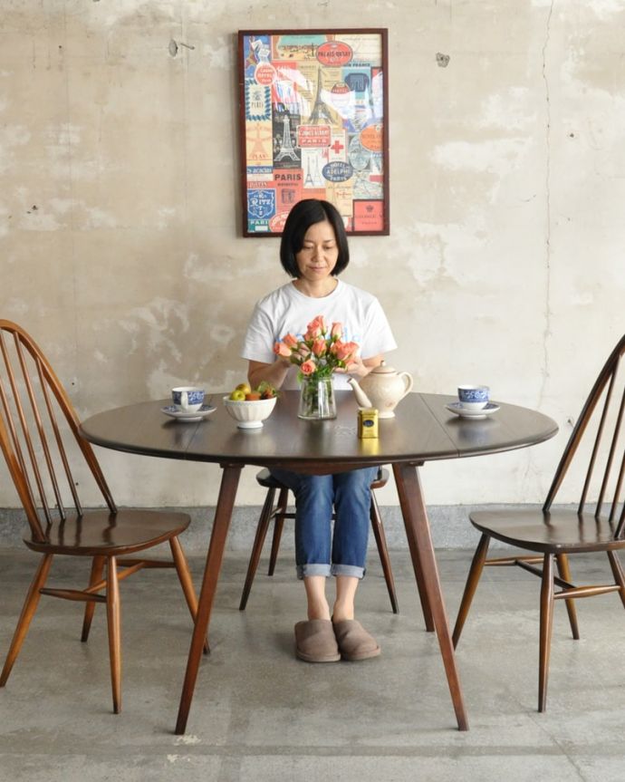 アーコールの家具　アンティーク家具　アンティーク テーブル　やっぱり人気！3WAYで使えるアーコールのテーブル。(k-2832-f)