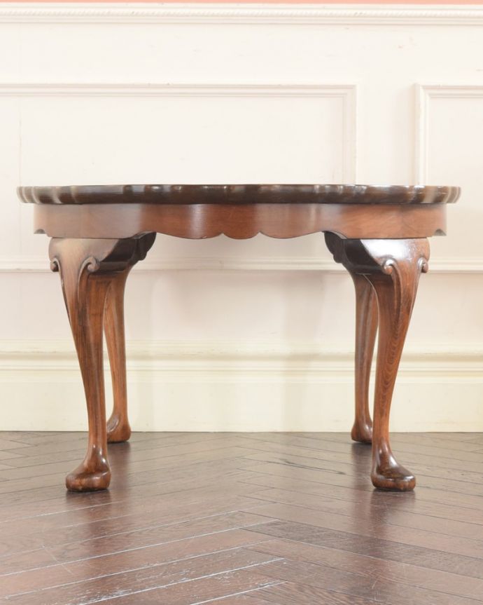 アンティークのテーブル アンティーク家具 アンティーク コーヒーテーブル 横から見た姿もステキ横から見るとこんな感じ。(k-2847-f)