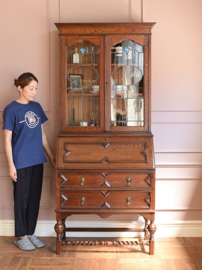 アンティークのビューローブックケース