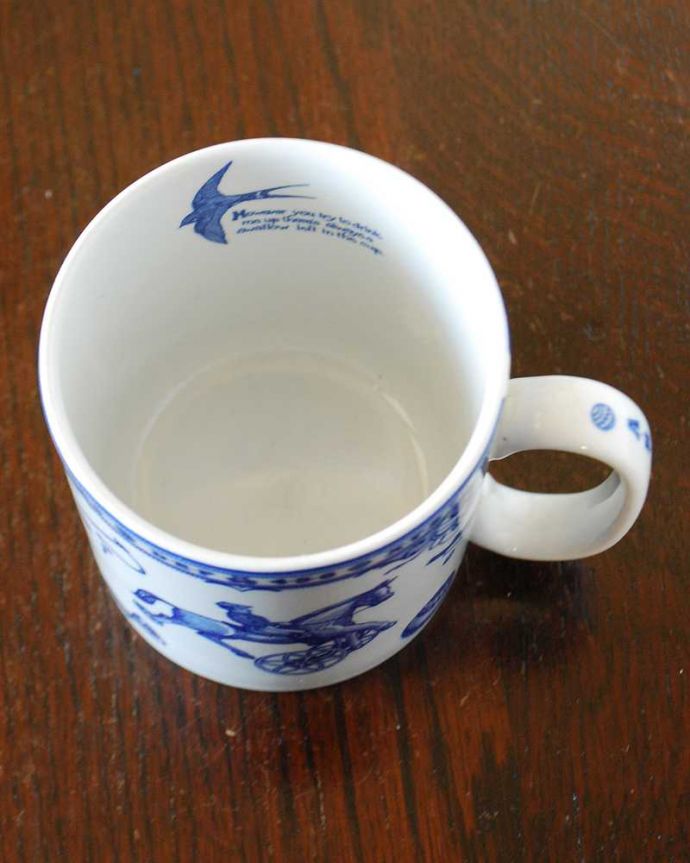 アンティーク 陶磁器の雑貨 アンティーク雑貨 スポード窯のエドワーディアンチャイルドフッドのアンティークマグカップ(SPODE)。上から見るとこんな感じです状態のいいものだけを選んでいますが、アンティークなのでキズや欠けがある場合があります。(k-3331-z)