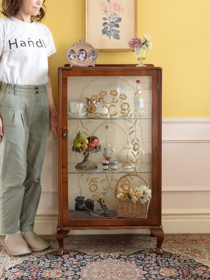 アンティーク モールガラス キャビネット ガラスケース 無垢材 無塗装 z449 アンティーク モールガラス キャビネット ガラスケース 無垢材 無塗装