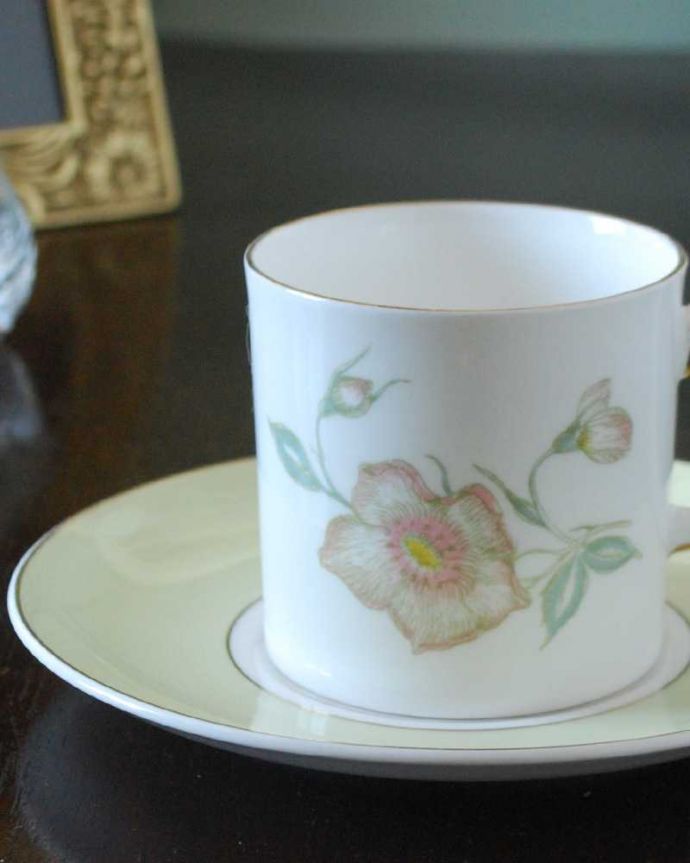 スージークーパー　アンティーク雑貨　スージークーパーのアンティークカップ＆ソーサー（ワイルドローズ）。野生に咲くバラのモチーフ1960年に発表されたスージークーパーのワイルドローズ。(k-3410-z)