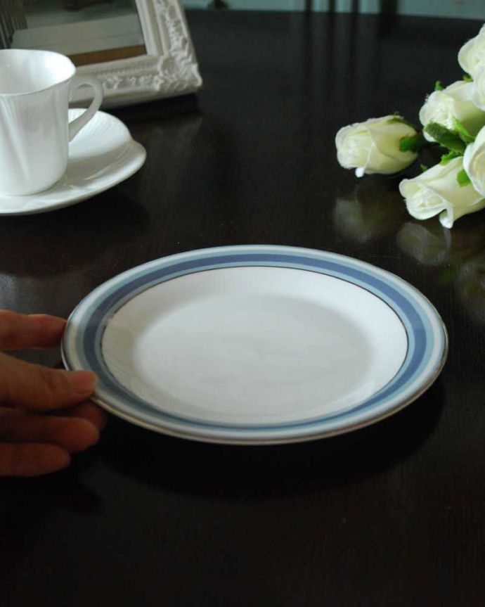 アンティーク 陶磁器の雑貨　アンティーク雑貨　スモーキーな色が可愛いロイヤルドルトン（East Brook）のアンティークのプレート。大きさはコレくらい眺めるだけじゃなく、実際に使って楽しんで下さい。(k-3552-z-3)