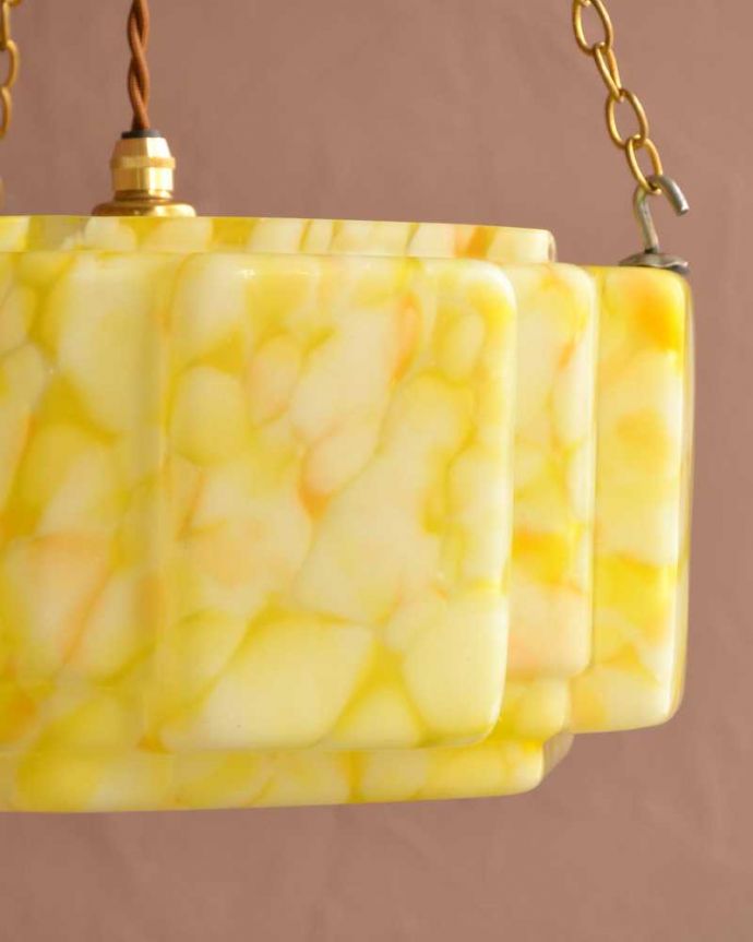 シャンデリア　照明・ライティング　ビタミンカラーのオレンジ色が可愛い、イギリスアンティークのハンギングボウル（Ｅ26球付）。。(k-3607-z)