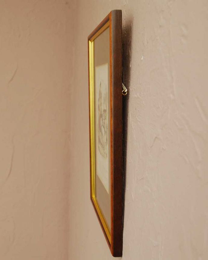 アンティーク その他の雑貨　アンティーク雑貨　壁から始めるオシャレなインテリア、イギリスアンティークのアートフレーム（b） 。横から見ると…こんな感じです。(k-3784-z-b)