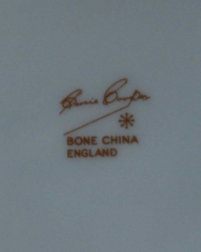 スージークーパー　アンティーク雑貨　イギリスのヴィンテージ食器、スージークーパーのカップ＆ソーサー（ティーセット）。裏側には品質の証製造メーカー保証の意味がこもった窯印、ポーセリンマークがあります。(k-3785-z)