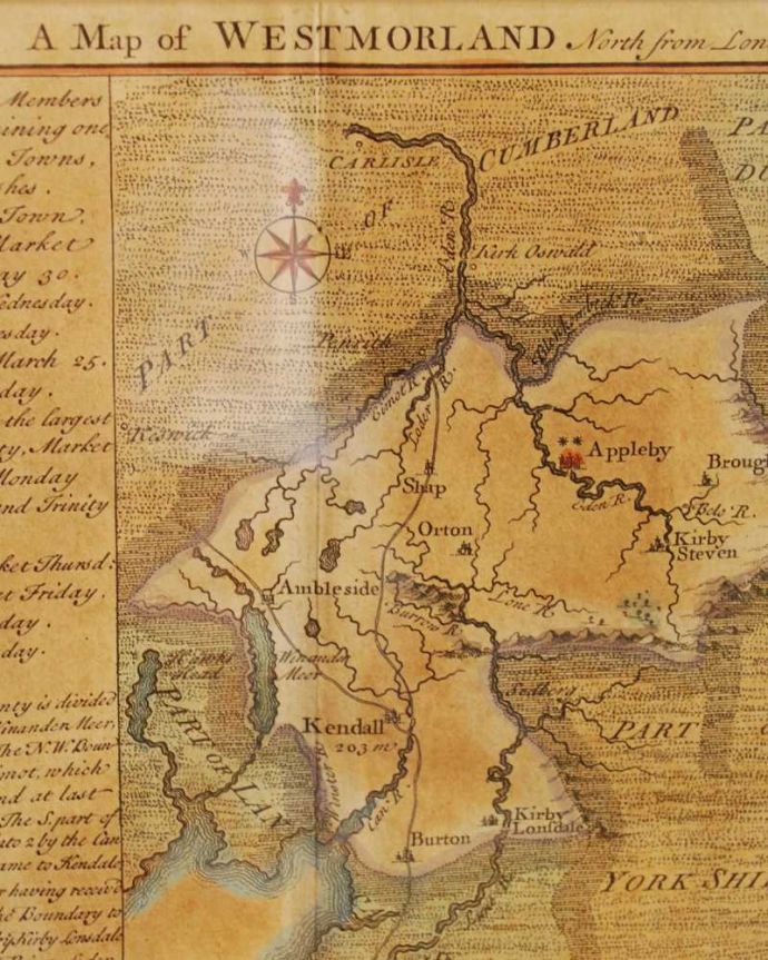 アンティーク その他の雑貨　アンティーク雑貨　北西イングランドのマップ、イギリスで見つけたアンティークアートフレーム(westmoland)。アンティークだけが持つ風合いアンティークなので、多少のキズ、汚れはあります。(k-3788-z)