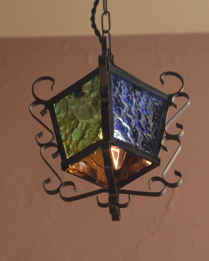 修復後のアンティーク照明器具