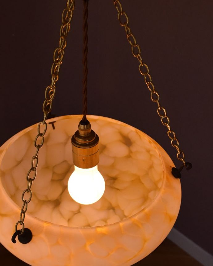シャンデリア　照明・ライティング　アンティーク ハンギングボウル　LEDも使えます口金はE17型100W対応で加工しました。(k-4451-z)