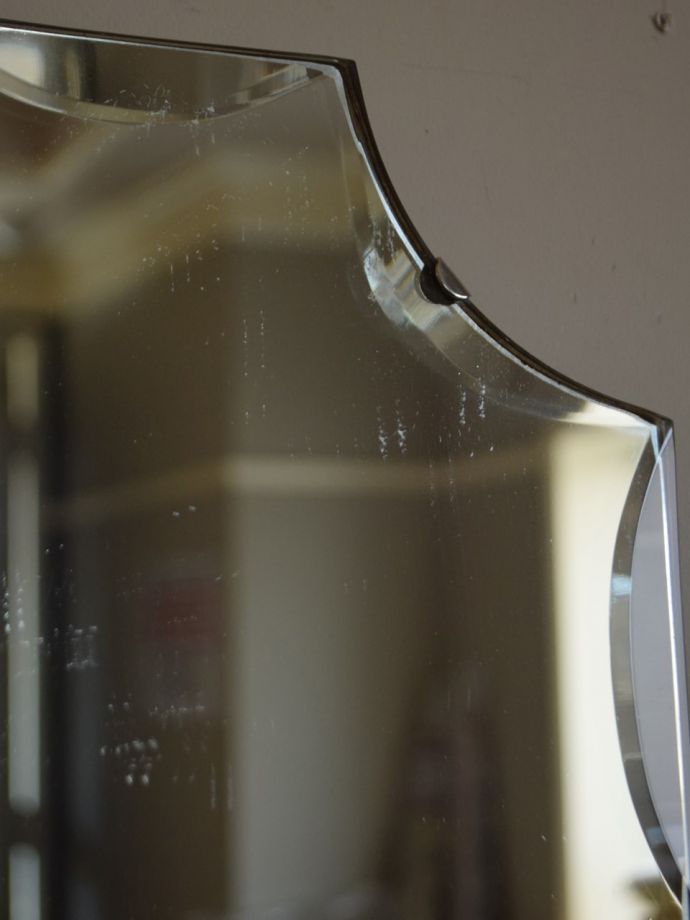 アンティークのおしゃれな壁掛け鏡、イギリスのカッティングミラー(k