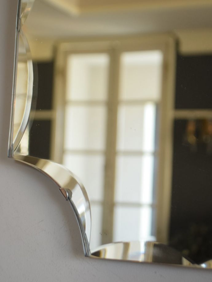 アンティークのおしゃれな壁掛け鏡、イギリスのカッティングミラー(k