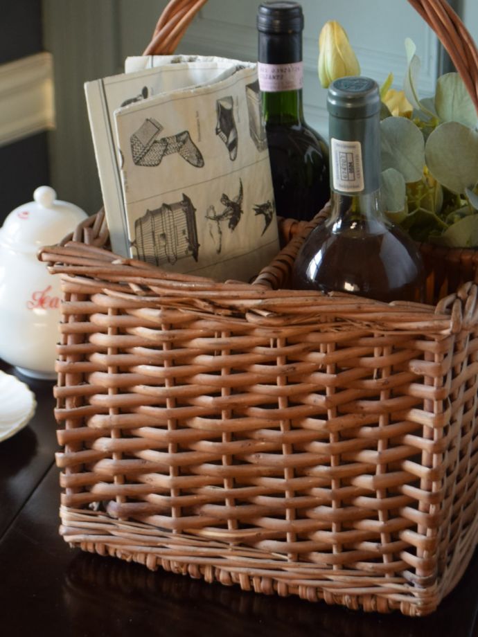 アンティークのおしゃれなバスケット、ボトルバスケット(k-4572-z