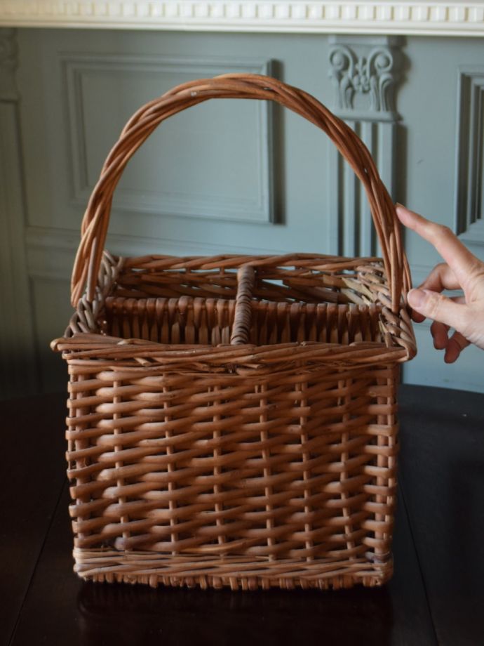 アンティークのおしゃれなバスケット、ボトルバスケット(k-4572-z