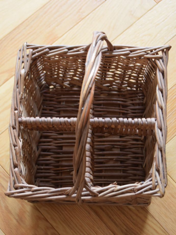 アンティークのおしゃれなバスケット、ボトルバスケット(k-4572-z