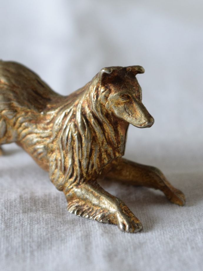 アンティークのおしゃれな真鍮雑貨、コリー犬のブラスドッグ(k-4811-z