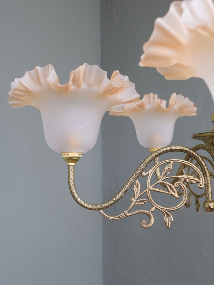 ガラスシェード付きのシャンデリア