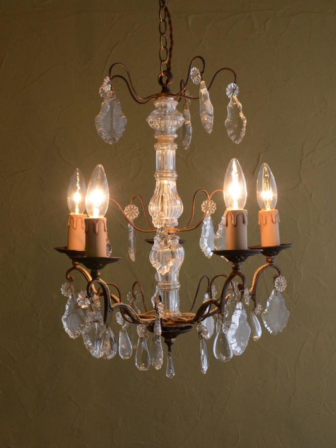修復後のアンティークシャンデリア