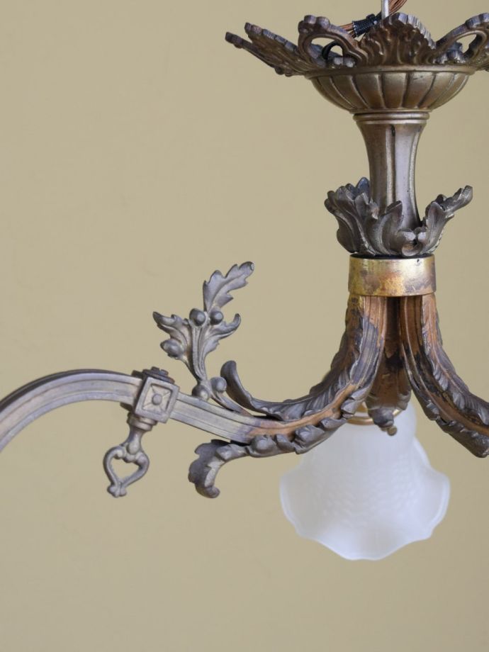 ガラスシェード付きのシャンデリア