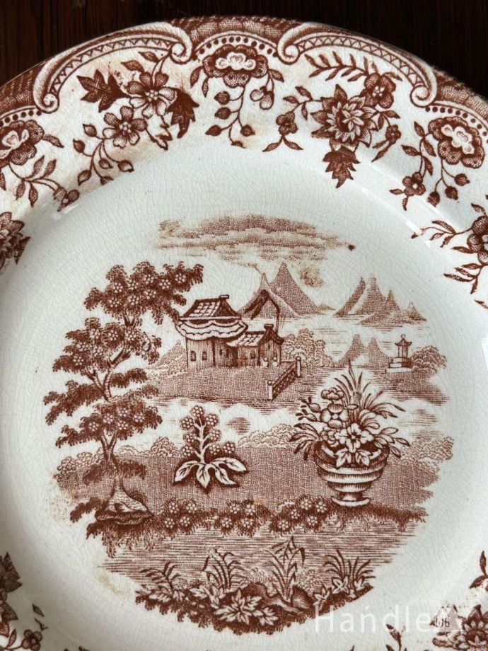 イギリスから届いたビンテージプレート、風景画が描かれた英国の絵皿(k