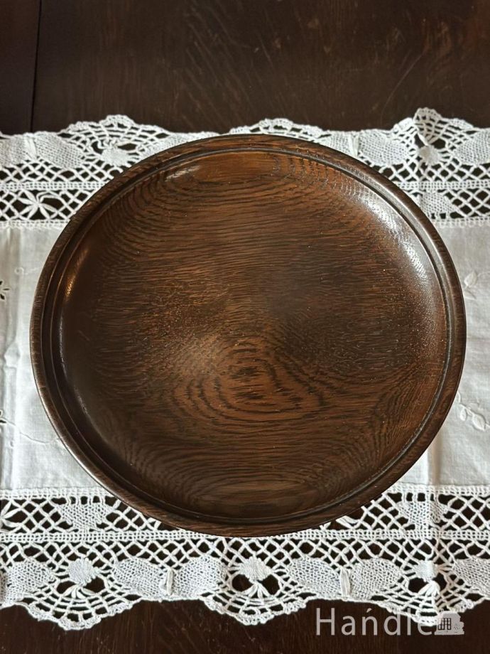 英国アンティークのおしゃれな器、オーク材のコンポート(k-5477-z