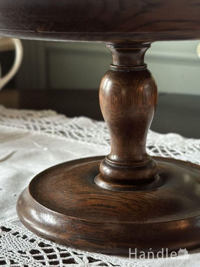 英国アンティークのおしゃれな器、オーク材のコンポート(k-5477-z