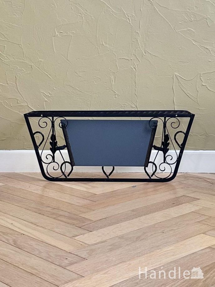 【フランス便】アンティーク ◆壁掛けアート◆ フランスアンティークのフックボード、アイアンのミラー付き壁付け