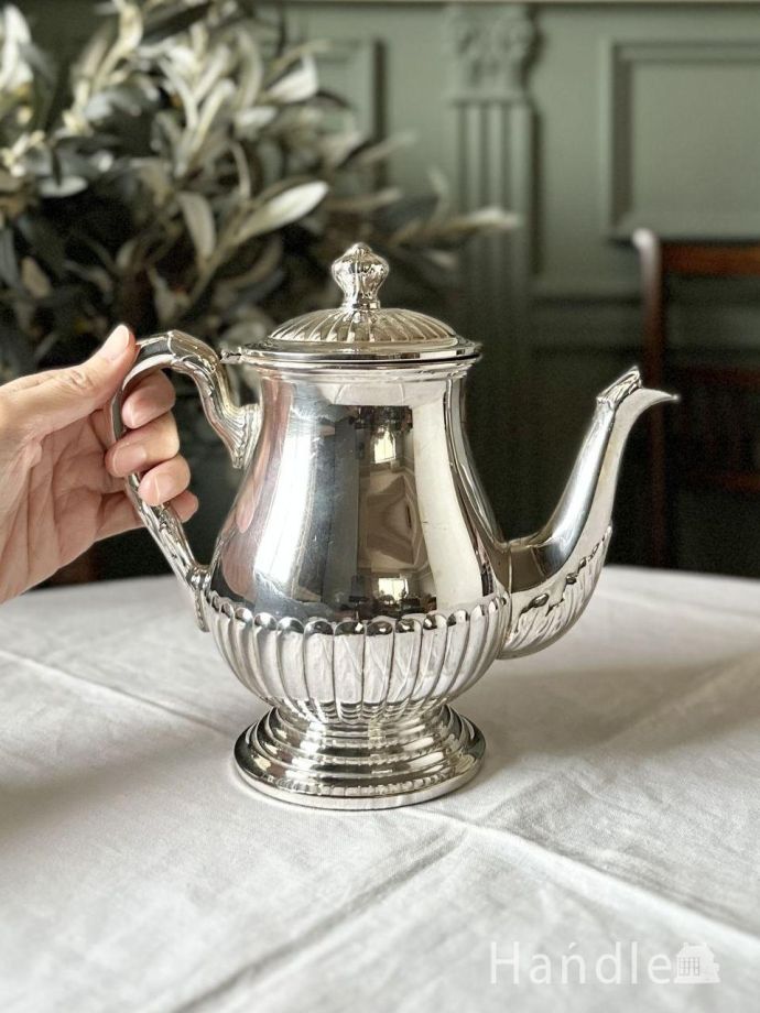 イギリスから届いた5点のティーセット、アンティークシルバープレート