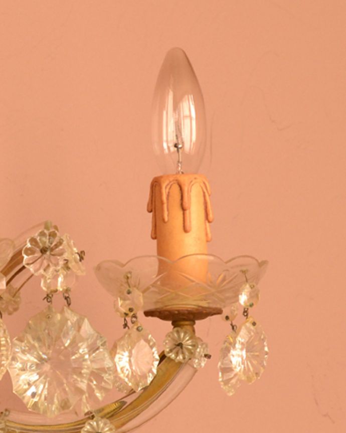 壁付けブラケット　照明・ライティング　フランスのアンティーク壁付け照明、お洒落なウォールシャンデリア（Ｅ17シャンデリア球付）。。(m-1061-z)