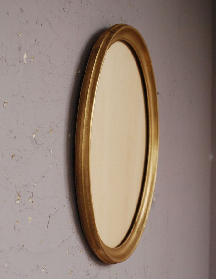 フランスのアンティーク雑貨、ゴールドペイントのオーバルフレーム(m